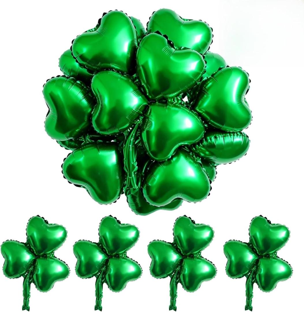 12PCS St. Patrick's Day Day Balloons Green Shamrock Clover Balloon for Women Men Fiesta Funny Irish Theme Party Decorations Party Favors Supplies Wedding Birthday Saint Patricks Day Decor