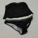 Beachsissi Bandeau Swimsuits for Women Strapless Swimwear Bathing Suits Tummy Control Color Block Tankini Sets (X-Large, Black)