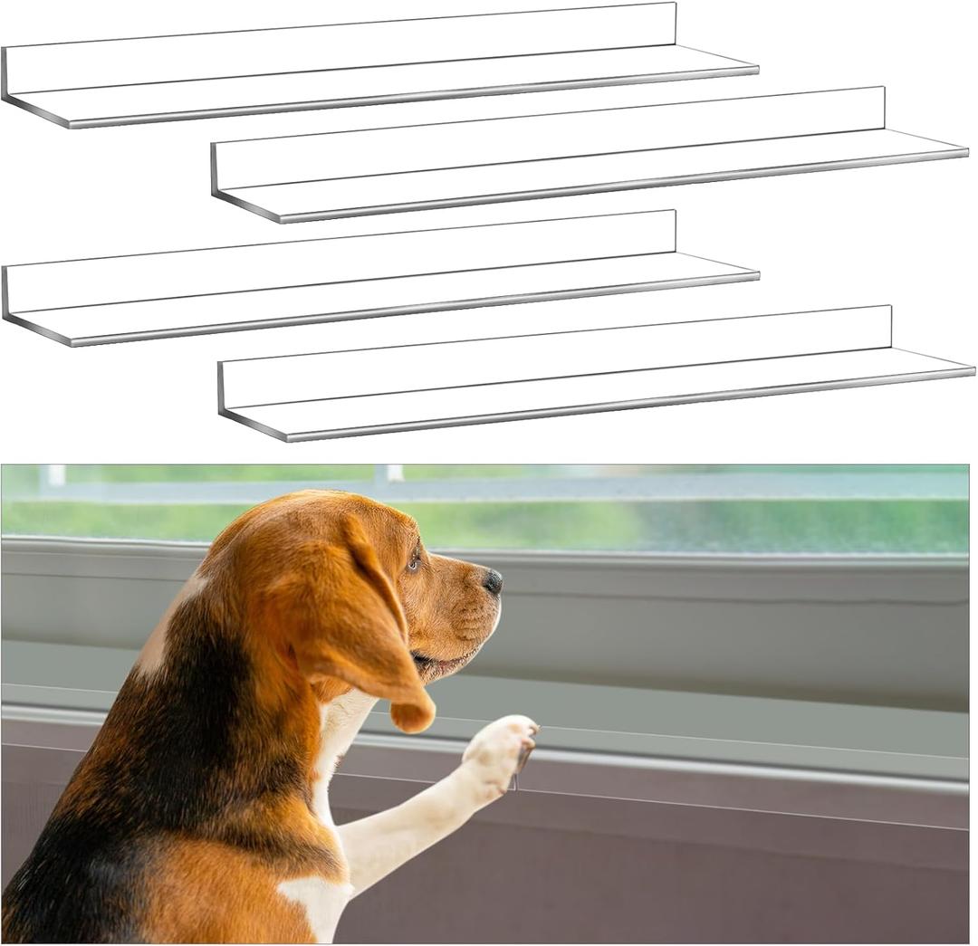 Wenqik 4 Pcs Window Sill Protector from Dog 14.75 '' x 3.25'' Cat Scratching Width Strong Transparent Protection Against Dog Claw Chewing Window Sill Protector for Plants