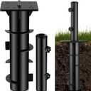 In Ground Umbrella Base with Umbrella Stand Tube, Universal Heavy Duty Umbrella Ground Anchor, Inground Umbrella Holder for Cantilever Patio Umbrella, Hanging ParasolBlack