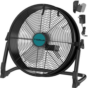 16" Battery Operated Floor Fan Compatible with Makita 18V Battery, Portable Fan with AC Adapter and USB Output, Metal Industrial High Velocity, Stepless Speed Cordless Fan for Jobsite Garage Camping, 16 InchCompatible with Makita