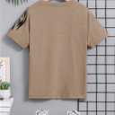 SweatyRocks Boy's Letter Print T Shirts Crew Neck Short Sleeve Graphic Tees Tops (Beige,13-14Y)