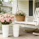 10" Tall Flower Buckets Metal Vase - Pack of 5 Rustic Farmhouse Centerpiece Vases for Table with Handles, Wedding Home Table Decor, Farmhouse White Flower Bar Bucket Holder