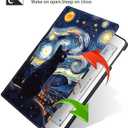 Case for iPad 9th/8th/7th Gen 2021/2020/2019 iPad 10.2 Inch Also Fit iPad Air 3th Gen 2019/iPad Pro 10.5 inch，Standing Cover with Auto Sleep/Wake， Cat Night Starry Art