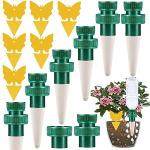 GrembebUpgrade Self Watering Planter Insert,6 Plant Spikes Device Ceramic Stakes + 6 Garden Papers Automatic Drip Irrigation Flower Waterer System for Vacation Outdoor Indoor Home Houseplant Use