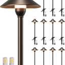 PARTPHONER Low Voltage Landscape Lighting 12-Pack, Aluminum 12V Pathway Lights with G4 Bulbs, Waterproof Oil Rubbed Bronze Color Wired Path Lights with Connectors for Walkway Yard Garden