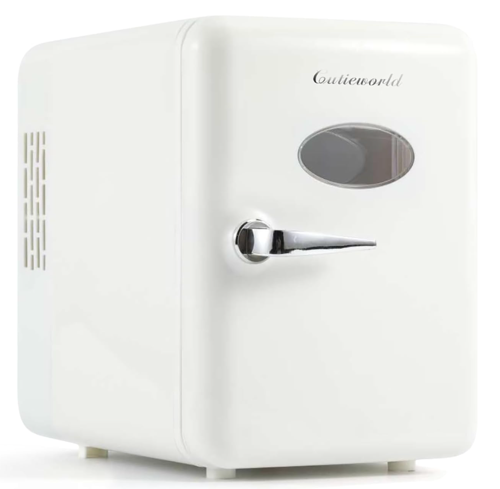CUTIEWORLD Mini Beverage Fridge for Office, White