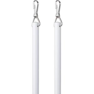Curtain Wand - Aluminum Curtain and Drapery Pull Rod with Stainless Steel Hardware for Curtains, Draperies, and Room Divider Curtains - 48 Inches, White - Pack of 2