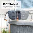 Giraffe Tools Retractable Garden Hose Reel 5/8 inch x 90 ft Hose Reels for Outside, Wall Mounted Water Hose Reel with 180 Deg Swivel Bracket, Any Length Lock, 9 Pattern Hose Nozzle