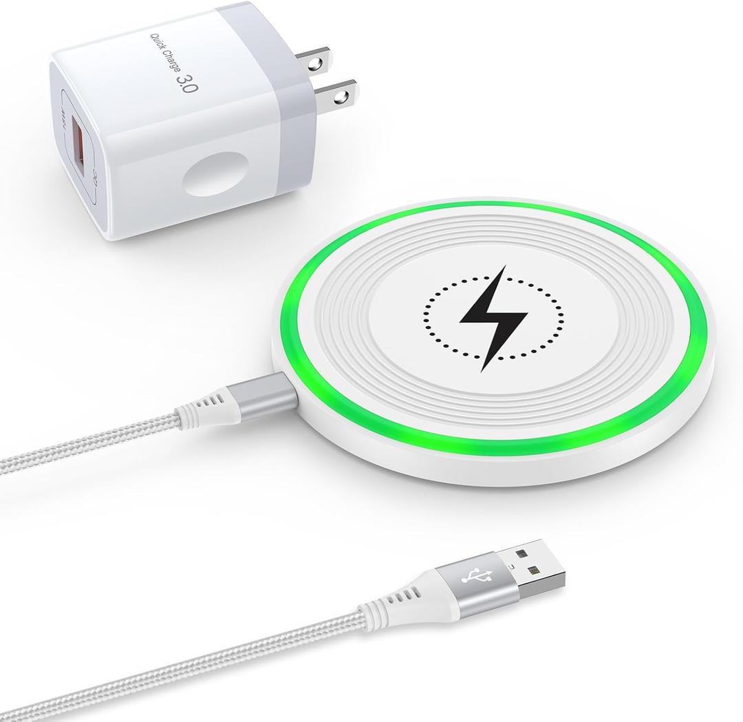 15W Motorola Wireless Charger Fast for Moto Razr 2025/Razr 2024/Razr+ 2024/Razr 60/Razr 50 Ultra,Edge 2025 2024,Edge 50 Ultra,60 Pro,Moto G Stylus 2025,Power 2025,Wireless Charging Pad +QC3.0 Charger (White)