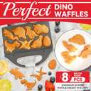 SugarWhisk Dinosaur Mini Waffle Maker for Kids, Mini Pancake Maker Machine for Halloween, 8 Different Shaped Dinos in Minutes, Electric Non-Stick Waffle Iron, White
