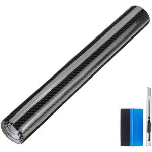 LZLRUN 7D High Gloss Black Carbon Fiber Car Vinyl Wrap Film 1ft x 5ft