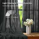 FRAMICS Linen Curtains for Living Room Farmhouse Curtains for Bedroom Grey Window Curtain Boho Crochet Drapes 84 Inch Length 2 Panels Set Light Filtering Rod Pocket Window Treatment