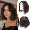 MORICHY Hair Toppers for Women With Thinning Hair 10 Inch, 360 3D Synthetic Lightweight & Breathable Short Wavy With 6.5"x6.5" Base, Quick Styling for Daily Wear