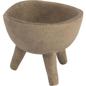 Creative Co-Op Boho Terracotta Footed Bowl with Organic Edge, Matte Taupe (3")