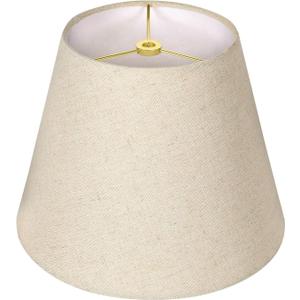 Small Lamp Shade, ALUCSET Barrel Fabric Lampshade for Table Lamp and Floor Light, 6x10x7.5 inch, Natural Linen Hand Crafted, Spider (Beige White with Silvery Silk Thread)