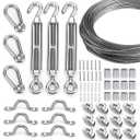 Globe String Light Suspension Kit, Outdoor Light Guide Wire, Vinyl Coated Stainless Steel Steel CableInclude 150ft Transparent PVC and 304 Stainless Steel Wire Cable, Turnbuckle and Hooks (Original Rope)