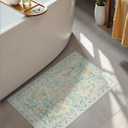 Seavish Sage Green Bathroom Rugs Non Slip Washable, 16 x 24 Inch Small Boho Floral Bathroom Rugs, Soft and Absorbent Plush Bath Mat for Sink Vanity Shower