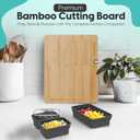 Bamboo Cutting Board Set with Knife Sharpener  Thick Wood Boards with Juice Groove, Silicone Container & Handles Non-Toxic Over Sink Design Ideal Kitchen Gifts