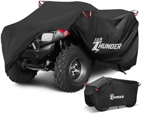 JUSTHUNDER ATV Cover Outdoor Waterproof Windproof 4 Wheeler Cover Heavy Duty Ripstop UV Protects Four Wheeler from Sun Rain Snow, Quad Cover for Polaris Yamaha Suzuki Honda L