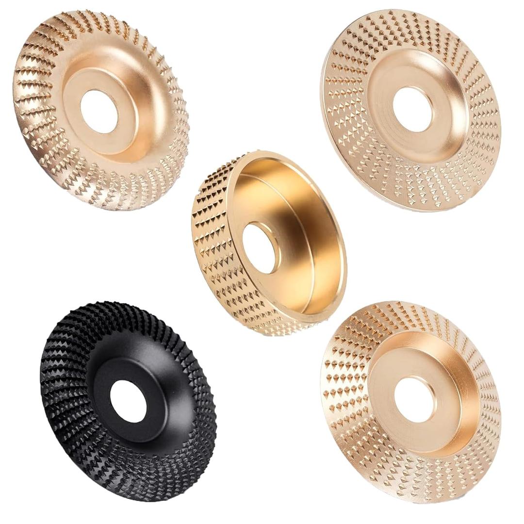 (5PCS) Angle Grinder Wood Carving Disc Set for 4 and 4 1/2 Inch Angle Grinder Attachments With5/8 Arbor, Cutting Wheel, Stump Grinder Tool Shaping Disc for Wood Cutting, Grinding Wheel