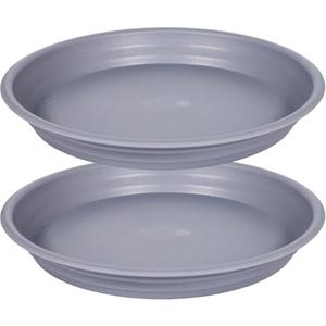 SAUCERHOME Plant Saucer 16 inch, 2 Pack 17 inch (16.8") Plastic Large Flower Planter Plant Pot Saucers and Drip Tray for Indoors Outdoors, Heavy Sturdy Durable Plant Plate Water Catcher (Gray)