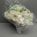 Wowagoga 12 Inch Wedding Bouquet with Pearl Crystals Ribbons,Artificial Rose Flower for Bride Bridesmaids Artificial Fake Flowers Fake Flowers Toss Bouquet for Wedding Party Church(White)
