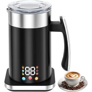Electric Milk Frother 6 in 1 Electric Milk Steamer Electric Foam Maker Machine Hot & Cold Milk Foam, Cappuccinos, Macchiato, Hot Chocolate Milk, Heating Milk, Microfoam, Makes Yogurt Auto Shut-Off