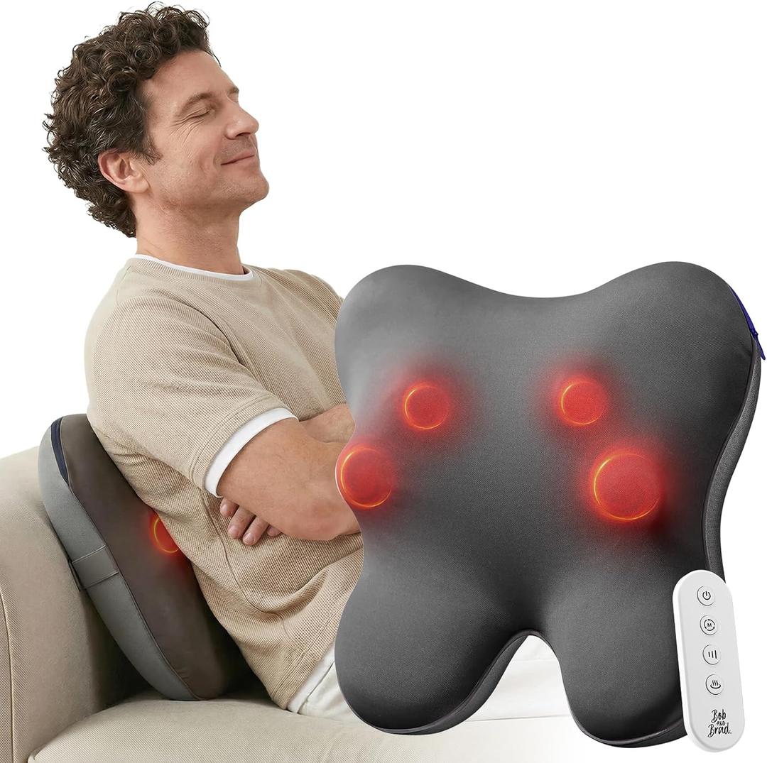 BOB AND BRAD Back Massager with Heat and Remote, EZBack Plus Shiatsu Massage Pillow with 3 Level, Kneading Deep Tissue Massage for Neck, Shoulder, Leg, Upper & Lower Back Pain Relief, FSA Eligible HSA (Graphite Gray (Pro-control, Precision Therapy))