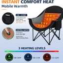 Heated Camping Chair - Oversized Outdoor Folding Chair for Adults