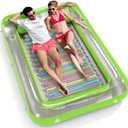 Inflatable Tanning Pool Lounger Float - Jasonwell 4 in 1 Sun Tan Tub Sunbathing Pool Lounge Raft Floatie Toys Water Filled Tanning Bed Mat Pad for Adult Blow Up Kiddie Pool Kids Ball Pit Pool (XX-Large, Lime with Reflective Base)