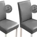 Shukii Stretch Dining Chair Covers Waterproof PU Leather Chair Slipcovers Chair Protector Cover Universal Chair Covers for Dining Room Kitchen Hotel (Set of 2, Gray) (Grey)