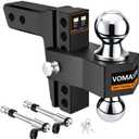 Adjustable Trailer Hitch-Drop Hitch Fits 2-Inch Receiver -6" Drop/Rise Tow Hitch with 2" and 2-5/16" Tow Balls-12,500GTW with Double Anti-Theft Pins Locks, Black