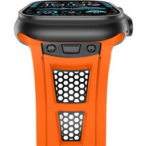 NewWays for Apple Watch Ultra 2 Band 49mm Series 10 46mm 45mm 44mm for Men, Hexagonal Titanium Mesh Wide Sport Liquid Silicone Rubber Band for Apple Watch Band iWatch Ultra Luxury Design