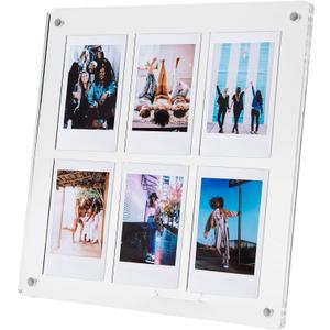 SOKYND UPC 9369998054312 The Happy Frame Clear Acrylic Floating 8x8 Frame with Polaroid Instax Collage frame insert, Multi-Functional Free-Standing and Magnetic for Refrigerator