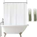 YISURE White Shower Curtain for Clawfoot Tub, 180x70 Wrap Around Liner with Magnets, PEVA Extra Wide Bathtub Curtain for Bathroom Vintage Freestanding Tub, Include Stainless Metal Hooks