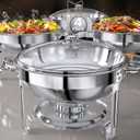 GGIU Chafing Dishes for Buffet Set: 100% Pre-Installed Chafers for Catering - Round Chafing Dish Buffet Set with Lids | Chafers and Buffet Warmers Sets | Serving Food Warmer | Chafers Servers Sets