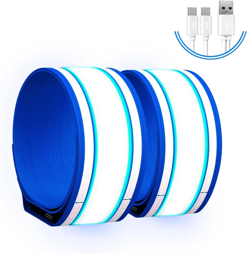 Fokia Kunbio Light Up LED Armband for Running Walking at Night,Reflective Arm Bands for Runners,Rechargeable Jogging Lights,High Visibility Night Running Safety Gear Adjustable Running Women Men Kids