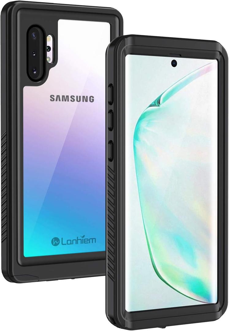 Lanhiem Galaxy Note 10+ Plus Case, Built-in Screen Protector [Compatible with Fingerprint ID], IP68 Waterproof Dustproof Shockproof Full Body Protective Cover for Samsung Galaxy Note 10+ / Note 10+ 5G