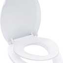 Elongated Toilet Seat with Toddler Seat Built In Soft Close, Slow Close Family Toilet Seat with Potty Training Seat White