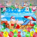 Newwiee 31 Pcs Summer Christmas Party Decorations Include Hawaiian Christmas Backdrop 20 Summer Christmas Balloons 10 Hanging Swirls for Party Supplies