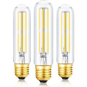 Leools T10 Led Bulb, Dimmable Led Tubular Bulbs 6W,Equivalent 60Watt,Daylight 4000K, 600LM, Clear Glass,E26 Base Vintage LED Edison Bulbs, for Cabinet Display Cabinet etc,3 Pack.