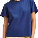 MEIVSO Women's Loose Fit Cotton Workout Short Sleeve T-Shirts Athletic Gym Shirt Tennis Cropped Tops (Blue, XS)