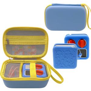 Hard Case Bag and Silicone Shell Cover for Yoto Mini Kids Audio & Music Player. Storage Holder for Childrens Speaker Plays Audiobook Cards and Accessories for Boys and Girls (Blue)