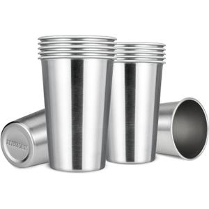 MEWAY Premium Stainless Steel Cups 16 oz Pint Cup Tumbler (12 Pack) - Premium Metal Cups - Stackable Durable CupChilling Beer Glasses, for Travel, Outdoor, Camping, Everyday