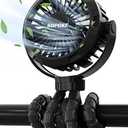 SOPOKE Mini Portable Baby Stroller Fan, 3 Speed Personal Handheld Fan, Battery Operated Rechargeable 360° Flexible Tripod Cooling Fan, Suitable for Car Seat Crib Treadmill Golf Cart Travel(Black)