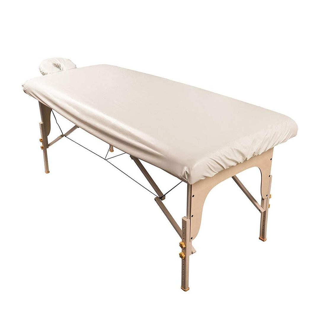ForPro Professional Collection Waterproof Massage Table Cover, Protective Spa Treatment Sheet Set for Massage Tables, Machine Washable, includes Massage Fitted Sheet and Face Rest Cover, Natural (1 Count (Pack of 1))