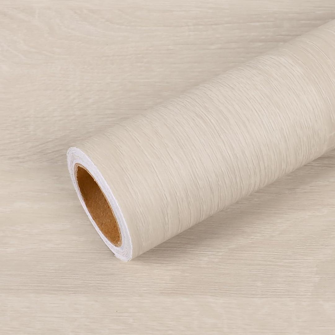 VEELIKE Thick White Oak Wood Contact Paper Wood Wallpaper Peel and Stick Countertop Contact Paper Waterproof 24''x354'' Self Adhesive Counter Top Covers for Kitchen Woodgrain Cabinets Vinyl Wrap