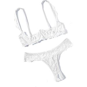 Avidlove Sexy Lingerie Set for Women Lace Bra and Panty Sets Underwire Push Up Lace Lingerie Set XS-XXL (White, XS)
