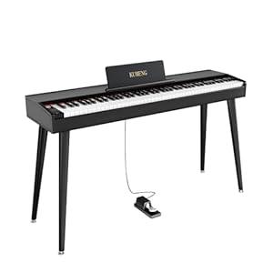 KUMENG digital Piano 88 Key Semi Weighted Keyboard, Full-size Electric Piano for Beginners, with Sheet Music Stand, Pedal, Power Adapter, Headphone Mode, USB-MIDI (KU-3506 Digital Piano with Stand)